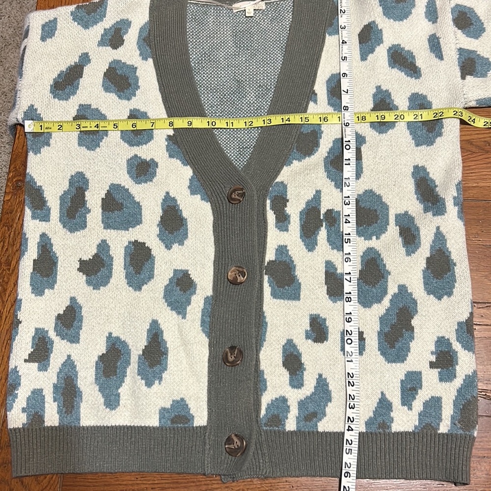 Mystree Leopard Print Cardigan Button-Up Cream, G… - image 7